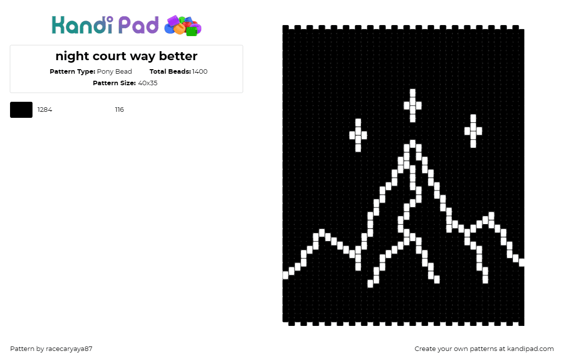 night court way better - Pony Bead Pattern by racecaryaya87 on Kandi Pad - night court,mountains,starry,sky,black