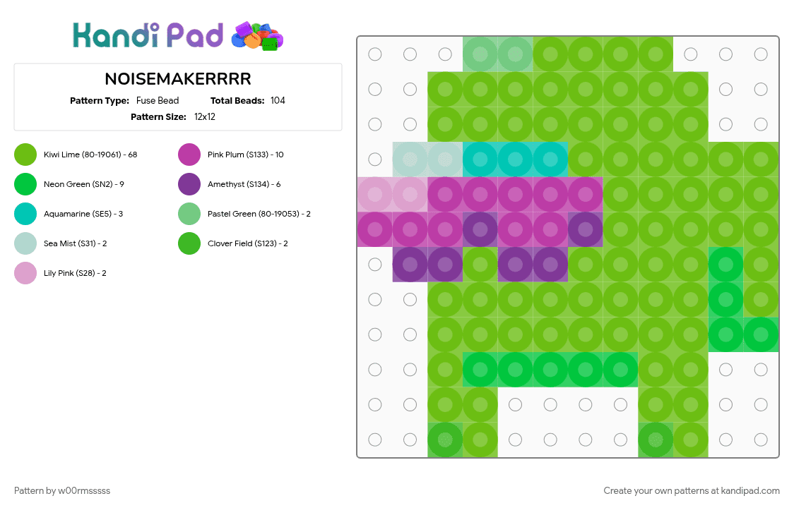 NOISEMAKERRRR - Fuse Bead Pattern by w00rmsssss on Kandi Pad - green