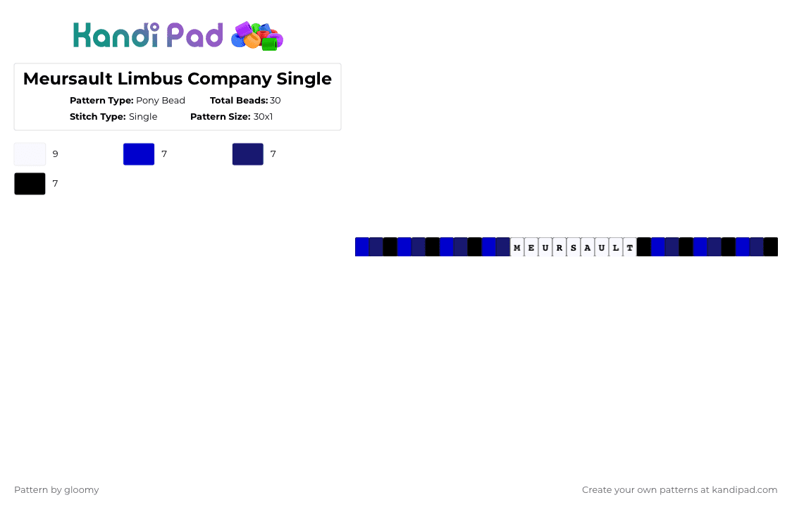 Meursault Limbus Company Single - Pony Bead Pattern by gloomy on Kandi Pad - purple,white,limbus company