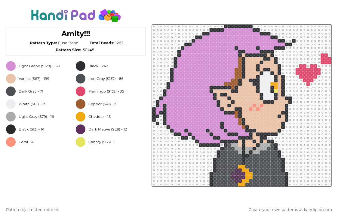 Amity!!! - Fuse Bead Pattern by smitten-mittens on Kandi Pad - pink,beige