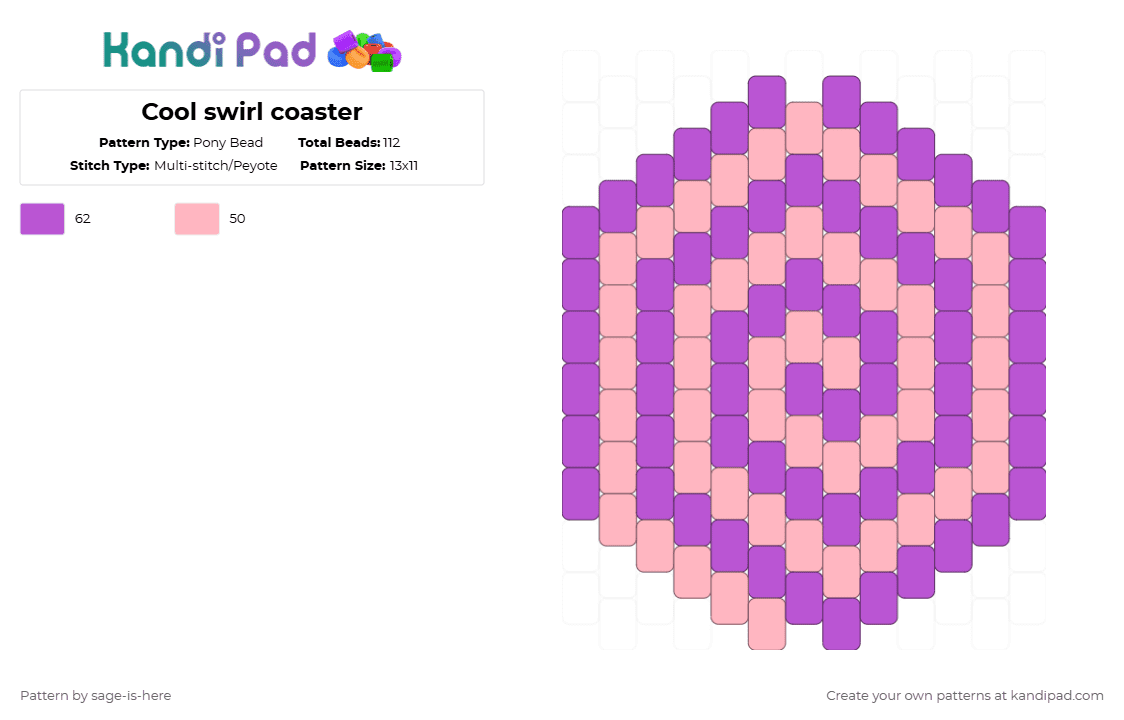 Cool swirl coaster - Pony Bead Pattern by sage-is-here on Kandi Pad - pink