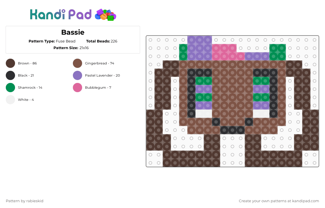 Bassie - Fuse Bead Pattern by rabieskid on Kandi Pad - tan,brown,bassie,dandys world,bassie dandys world,perler design