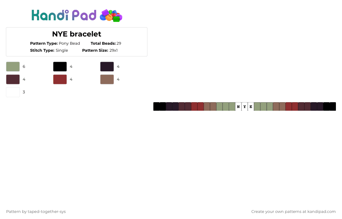 NYE bracelet - Pony Bead Pattern by taped-together-sys on Kandi Pad - gray