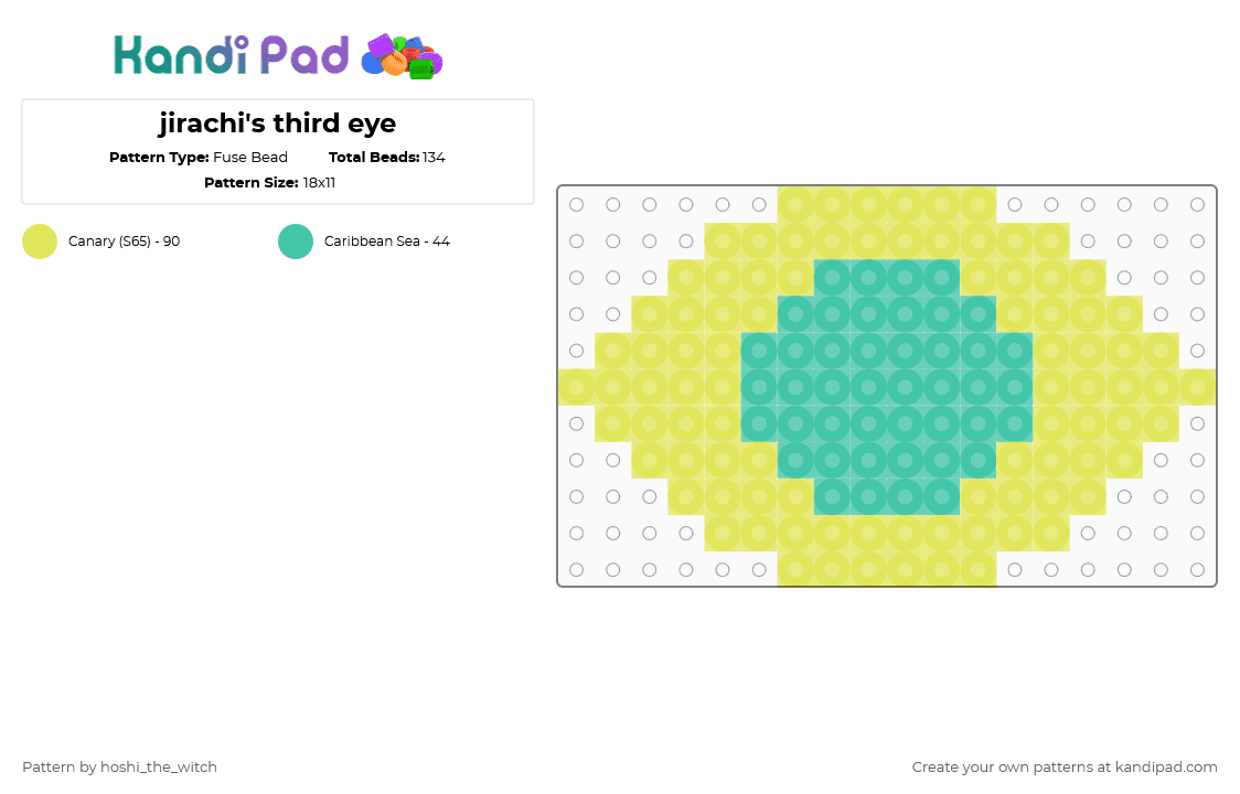 jirachi\'s third eye - Fuse Bead Pattern by hoshi_the_witch on Kandi Pad - teal,yellow,pokemon,jirachi,eye,perler