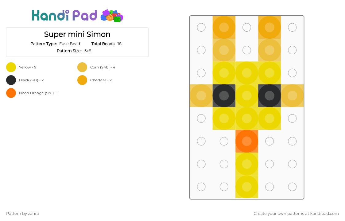 Super mini Simon - Fuse Bead Pattern by zahra on Kandi Pad - yellow