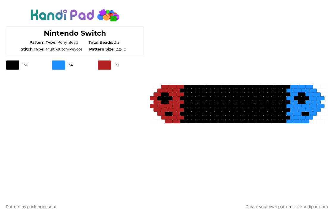 Nintendo Switch - Pony Bead Pattern by packingpeanut on Kandi Pad - black,light blue,red