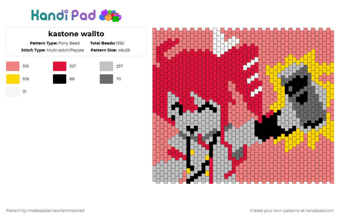 kastone wallto - Pony Bead Pattern by imakepatternswhenimbored on Kandi Pad - red,teto,regretevator,kasane teto