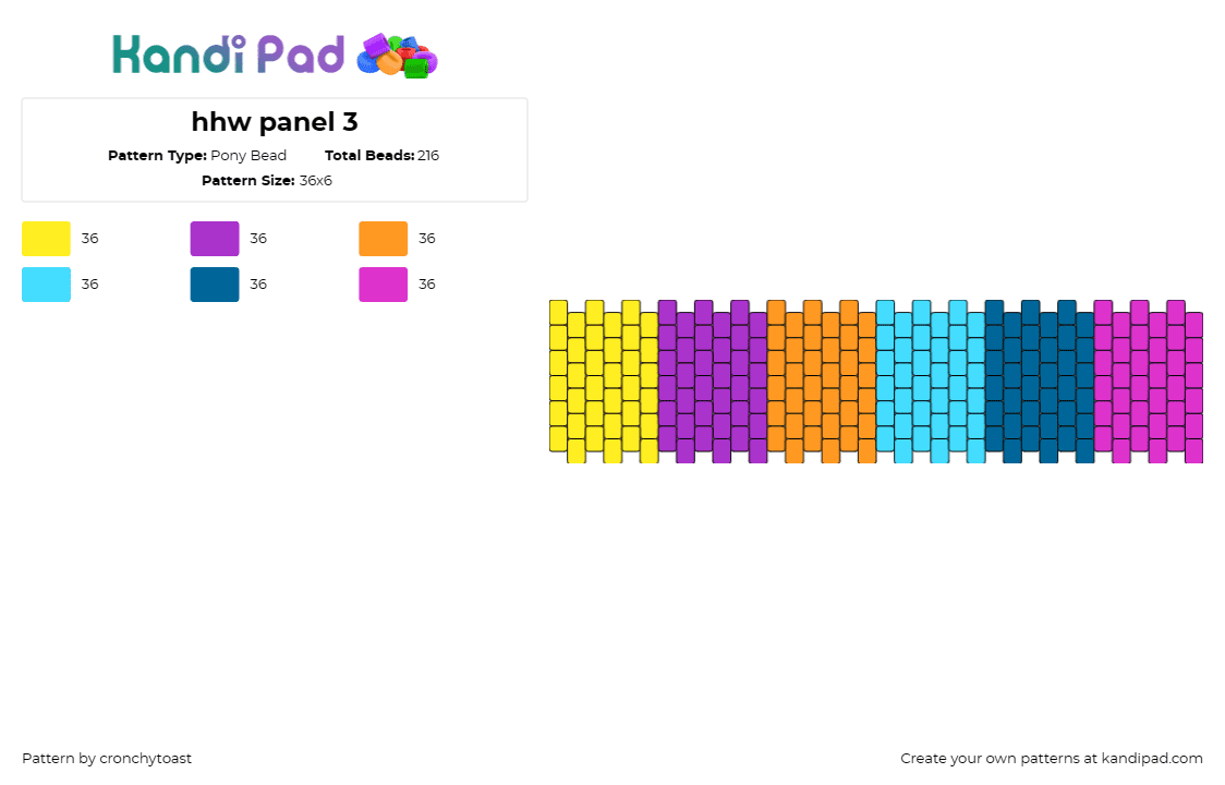 hhw panel 3 - Pony Bead Pattern by cronchytoast on Kandi Pad - stripes,colorful,panel