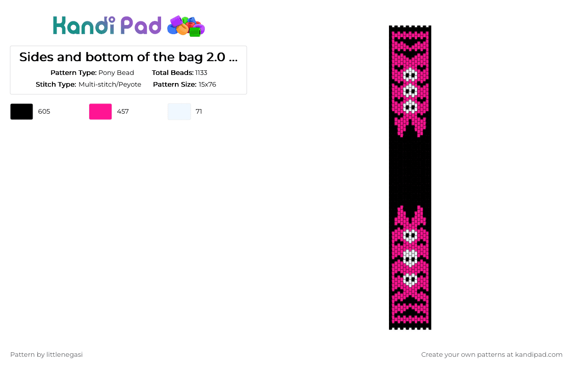 Sides and bottom of the bag 2.0 test - Pony Bead Pattern by littlenegasi on Kandi Pad - pink
