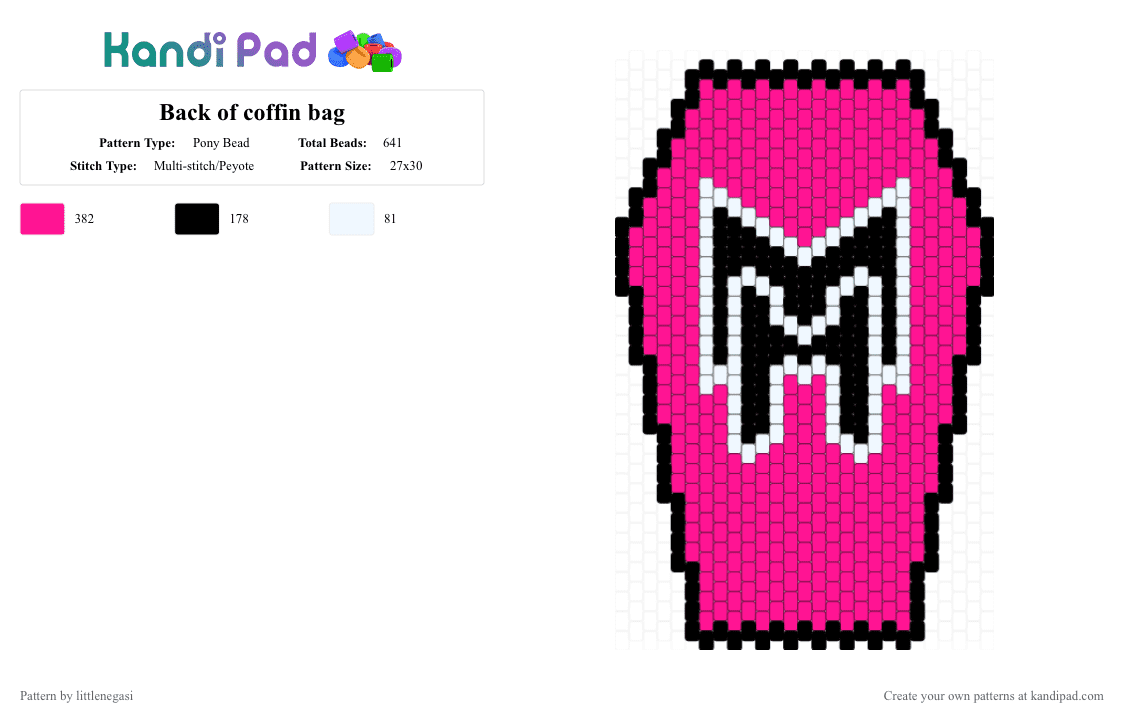 Back of coffin bag - Pony Bead Pattern by littlenegasi on Kandi Pad - pink