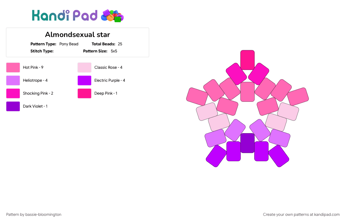 Almondsexual star - Pony Bead Pattern by citrus-da-orange on Kandi Pad - pink