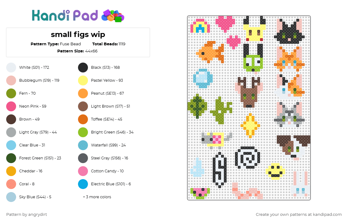 random thingies - Fuse Bead Pattern by angrydirt on Kandi Pad - yellow,beige,orange,gray,colorful,cute,animals,nature,random