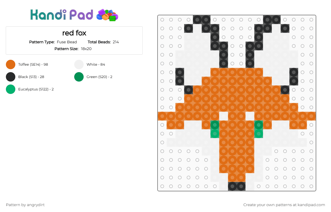 red fox - Fuse Bead Pattern by angrydirt on Kandi Pad - orange,fox,red fox,animal,cute