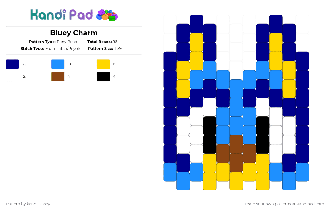 Bluey Charm - Pony Bead Pattern by kandi_kasey on Kandi Pad - light blue,purple
