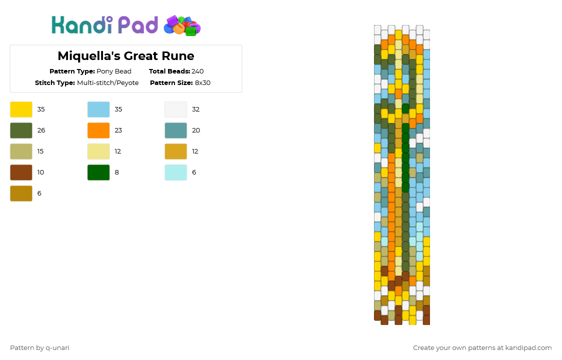 Miquella\'s Great Rune - Pony Bead Pattern by q-unari on Kandi Pad - yellow,light blue,gold,orange,elden ring,fromsoft,from software,miquella,great rune,video games,shadow of the erdtree