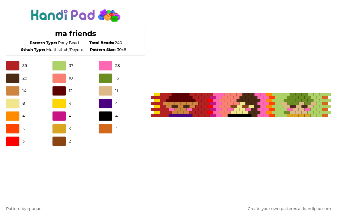 ma friends - Pony Bead Pattern by q-unari on Kandi Pad - red,orange,pink,colorful