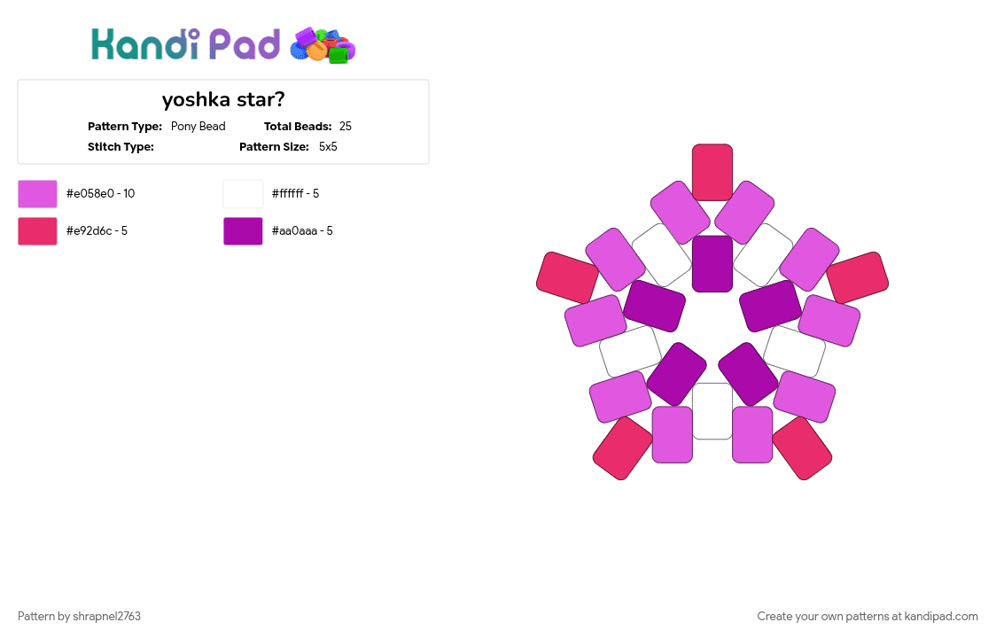yoshka star? - Pony Bead Pattern by shrapnel2763 on Kandi Pad - cfmot, object show, osc, pink, yoshka, yoshka cfmot