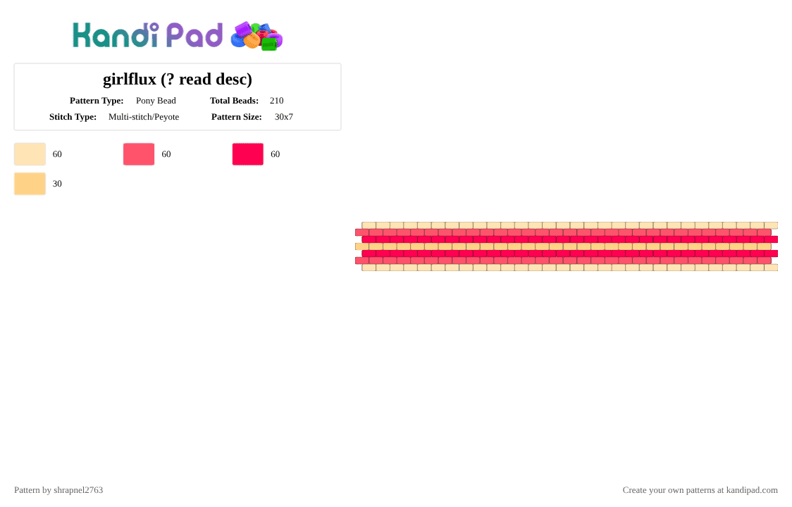 girlflux (? read desc) - Pony Bead Pattern by shrapnel2763 on Kandi Pad - red,girlflux,flux,gender,pride
