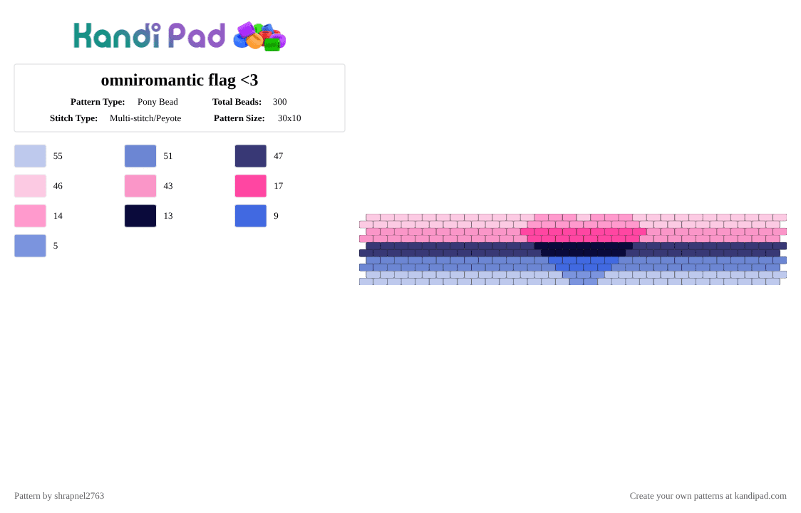 omniromantic flag - Pony Bead Pattern by shrapnel2763 on Kandi Pad - pink,omniromantic,omni,omnisexual,pride