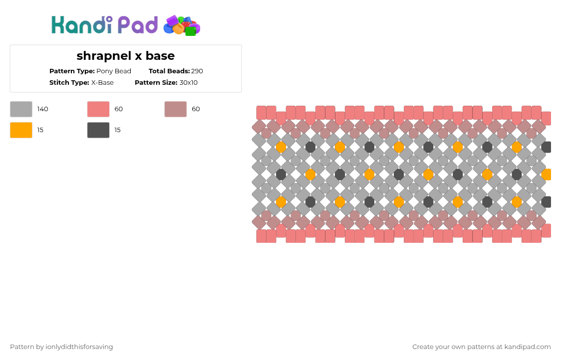 shrapnel x base - Pony Bead Pattern by shrapnel2763 on Kandi Pad - beige,oc