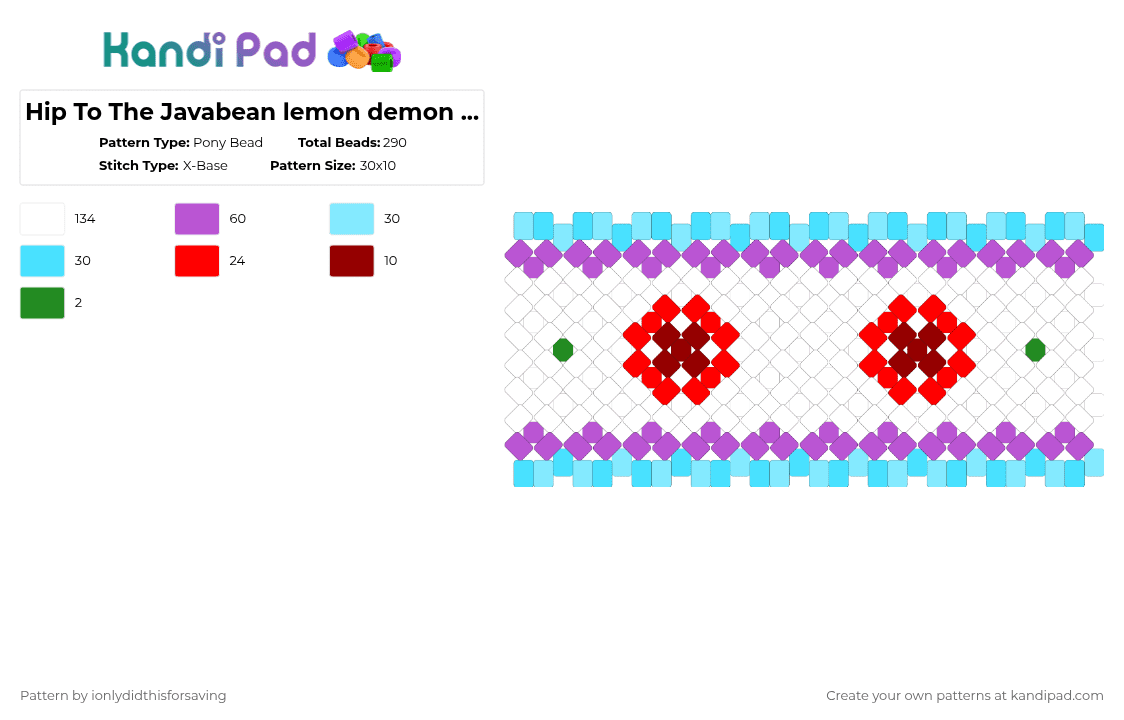 Hip To The Javabean lemon demon x base - Pony Bead Pattern by shrapnel2763 on Kandi Pad - white,light blue,pink,httjb,httj,lemon demon,lemondemon,hiptothejavabean,hip to the javabean,music,album
