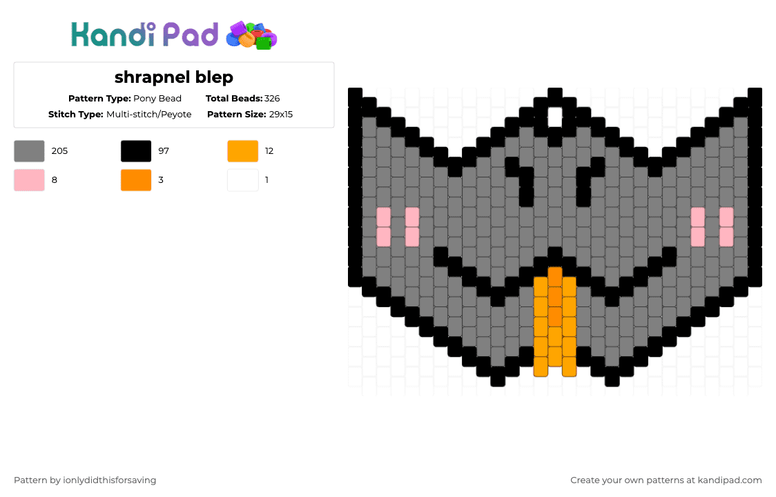 shrapnel blep - Pony Bead Pattern by shrapnel2763 on Kandi Pad - gray