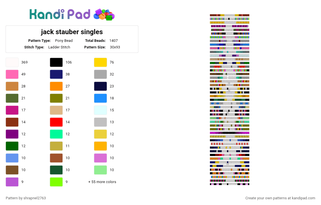 jack stauber singles - Pony Bead Pattern by shrapnel2763 on Kandi Pad - colorful, green, jack stauber, jackstauber, micropop, orange, purple, singles, teal, yellow