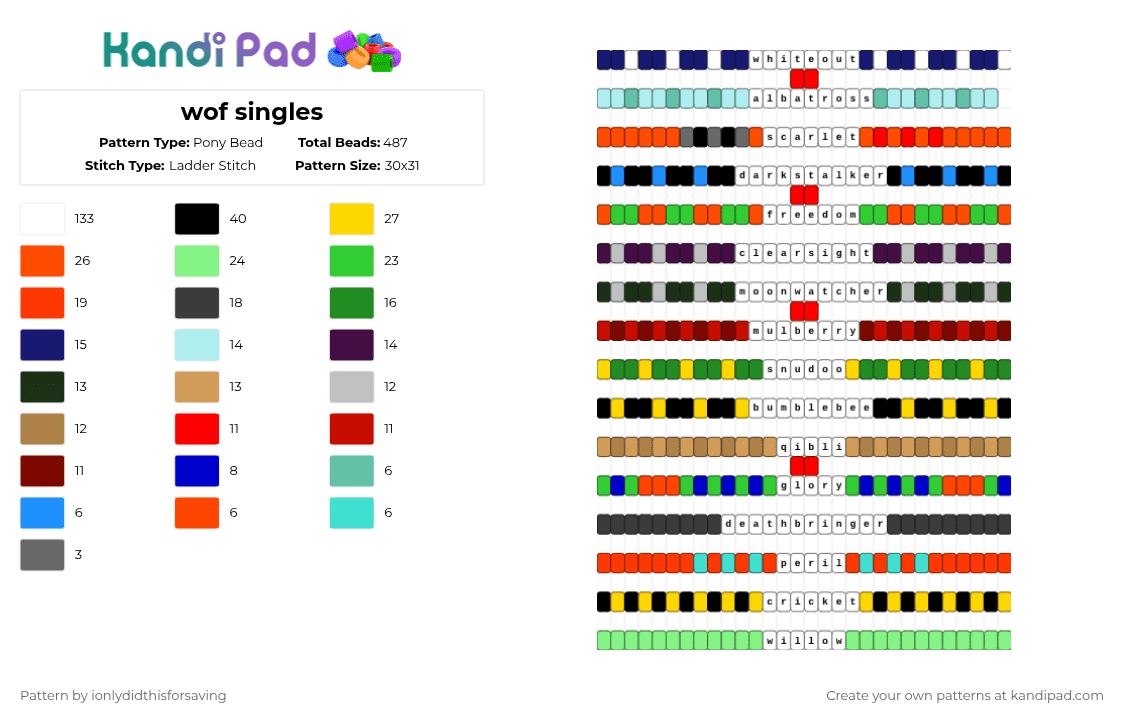 wof singles - Pony Bead Pattern by shrapnel2763 on Kandi Pad - red,light blue,orange,yellow,colorful,wof,wings of fire,wingsoffire,dragon,singles