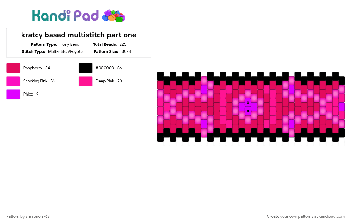 kratcy based multistitch part one - Pony Bead Pattern by shrapnel2763 on Kandi Pad - cfmot, kratcy, multistitch, objectshow, objectshows, osc, pink, red