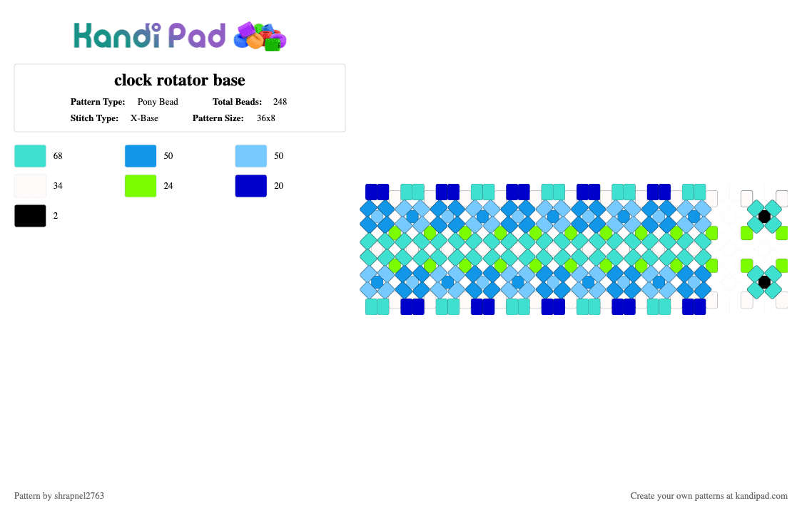 clock rotator base - Pony Bead Pattern by shrapnel2763 on Kandi Pad - light blue,itft,its time for the,osc,object show,clock