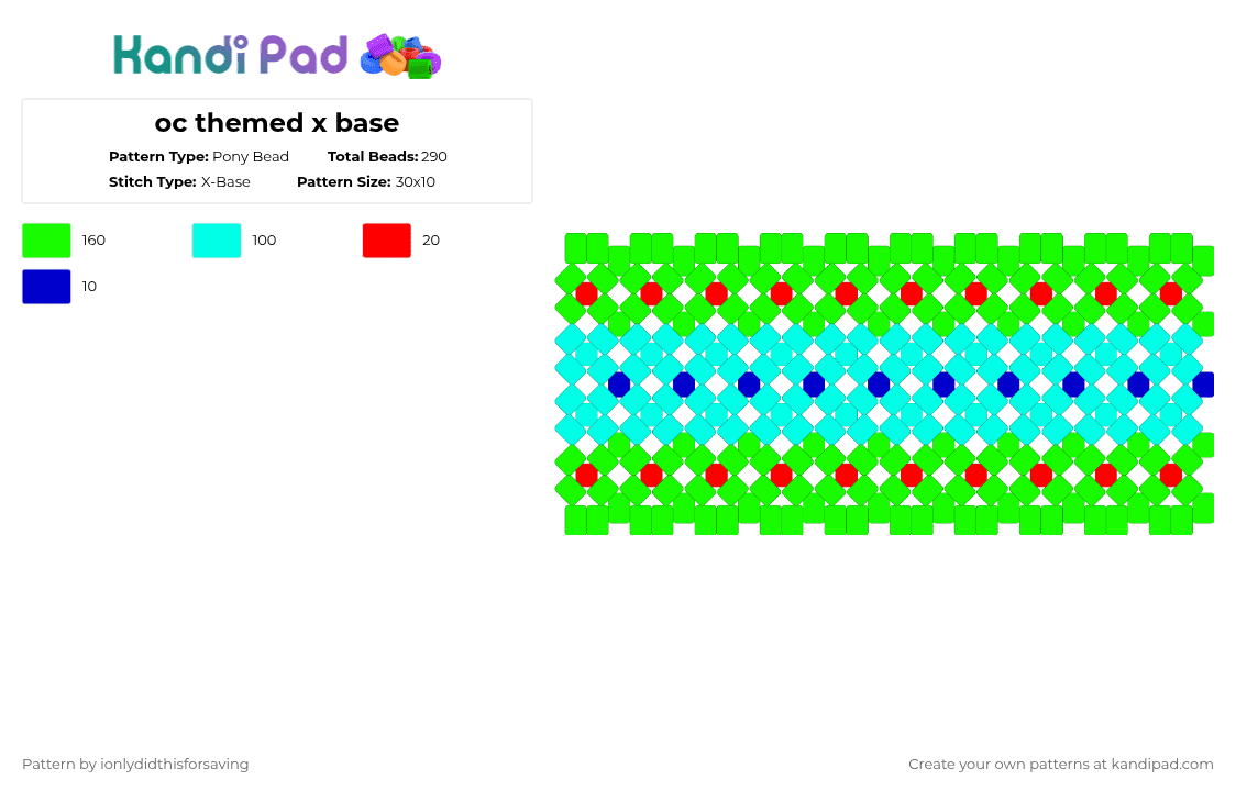 Oc themed x base Pony Bead Pattern - Kandi Pad | Kandi Patterns, Fuse ...