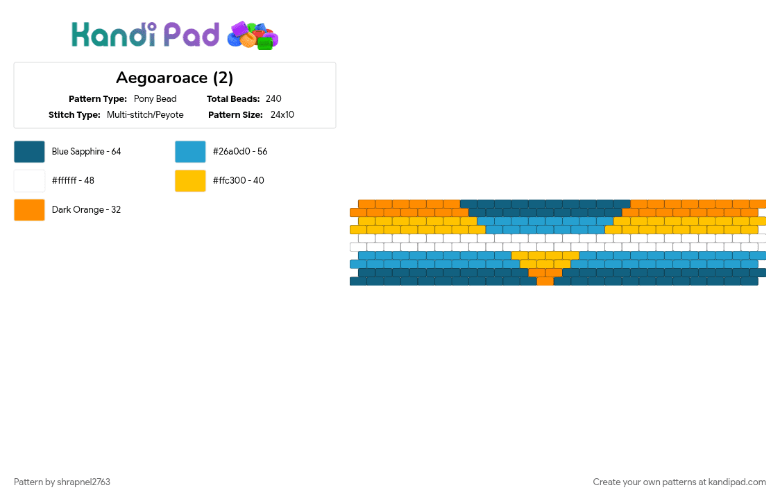 Aegoaroace (2) - Pony Bead Pattern by shrapnel2763 on Kandi Pad - ace, aego, aegoaroace, aegoromantic, aegosexual, aroace, asexual, blue, light blue, pride