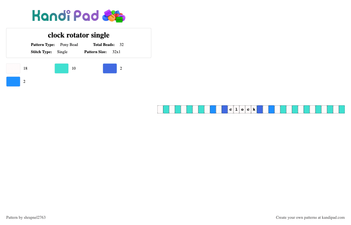 clock rotator single - Pony Bead Pattern by shrapnel2763 on Kandi Pad - clock, itft, its time for the, light blue, object show, osc