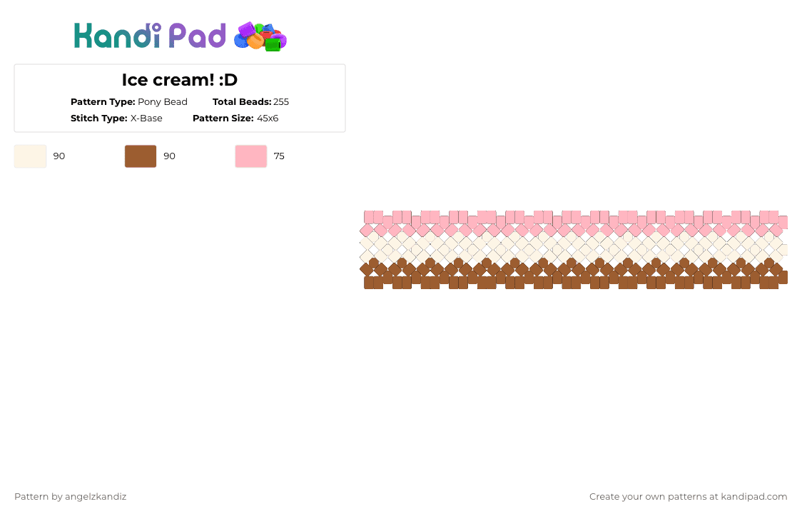 Ice cream! :D - Pony Bead Pattern by angelzkandiz on Kandi Pad - pink,tan