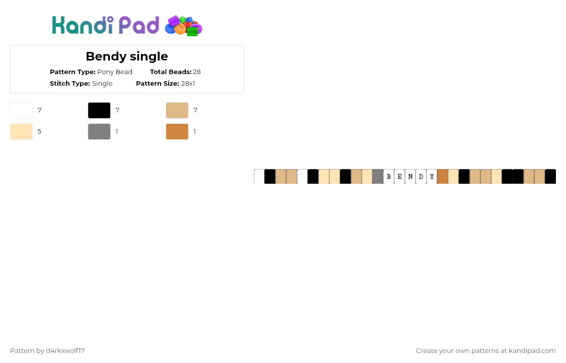 Bendy single - Pony Bead Pattern by d4rkxwolf17 on Kandi Pad - beige