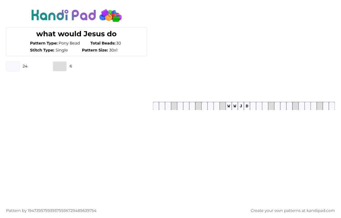 what would Jesus do - Pony Bead Pattern by 194739575939575936729485639754 on Kandi Pad - white