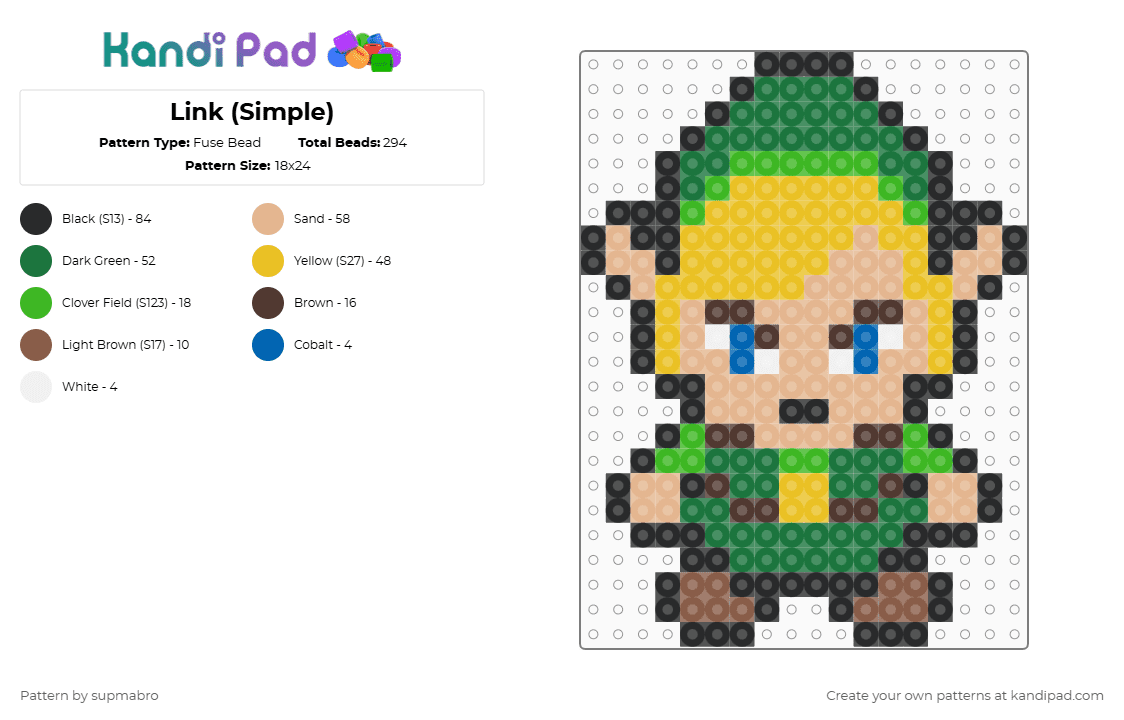 Link (Simple) Fuse Bead Pattern - Kandi Pad | Kandi Patterns, Fuse Bead ...