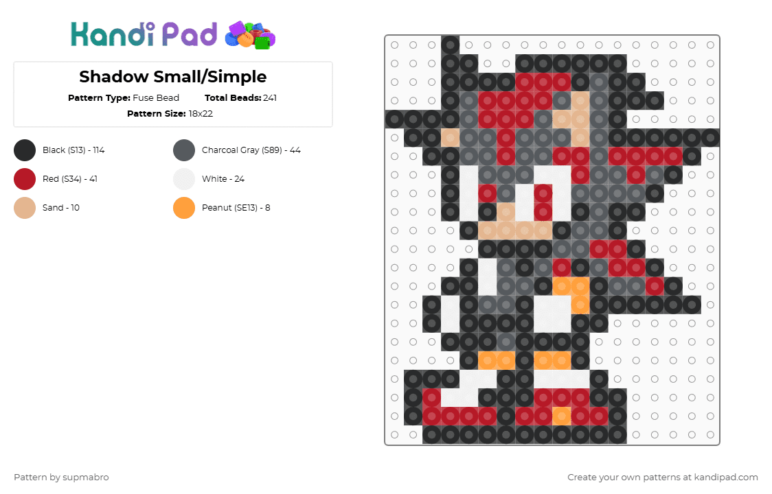 Shadow Small/Simple - Fuse Bead Pattern by supmabro on Kandi Pad - black,red,gray