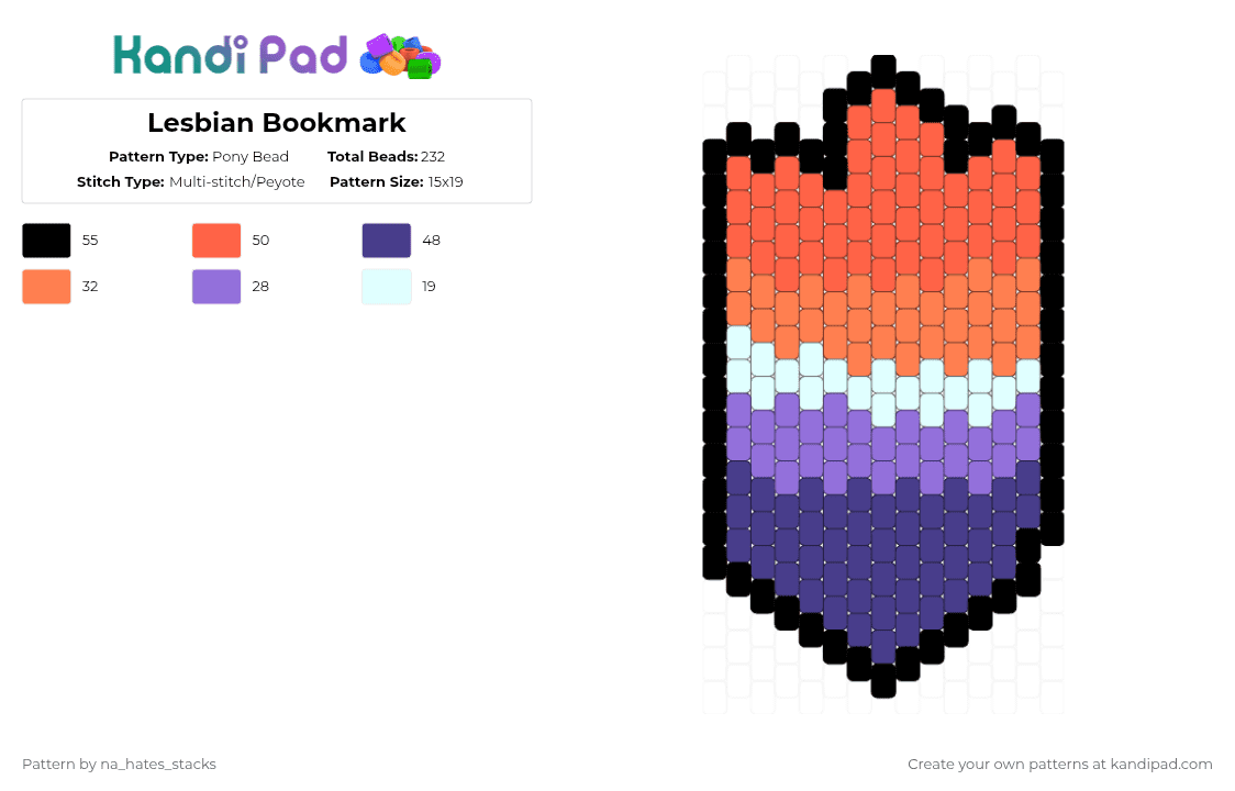 Lesbian Bookmark - Pony Bead Pattern by na_hates_stacks on Kandi Pad - purple,bookmark