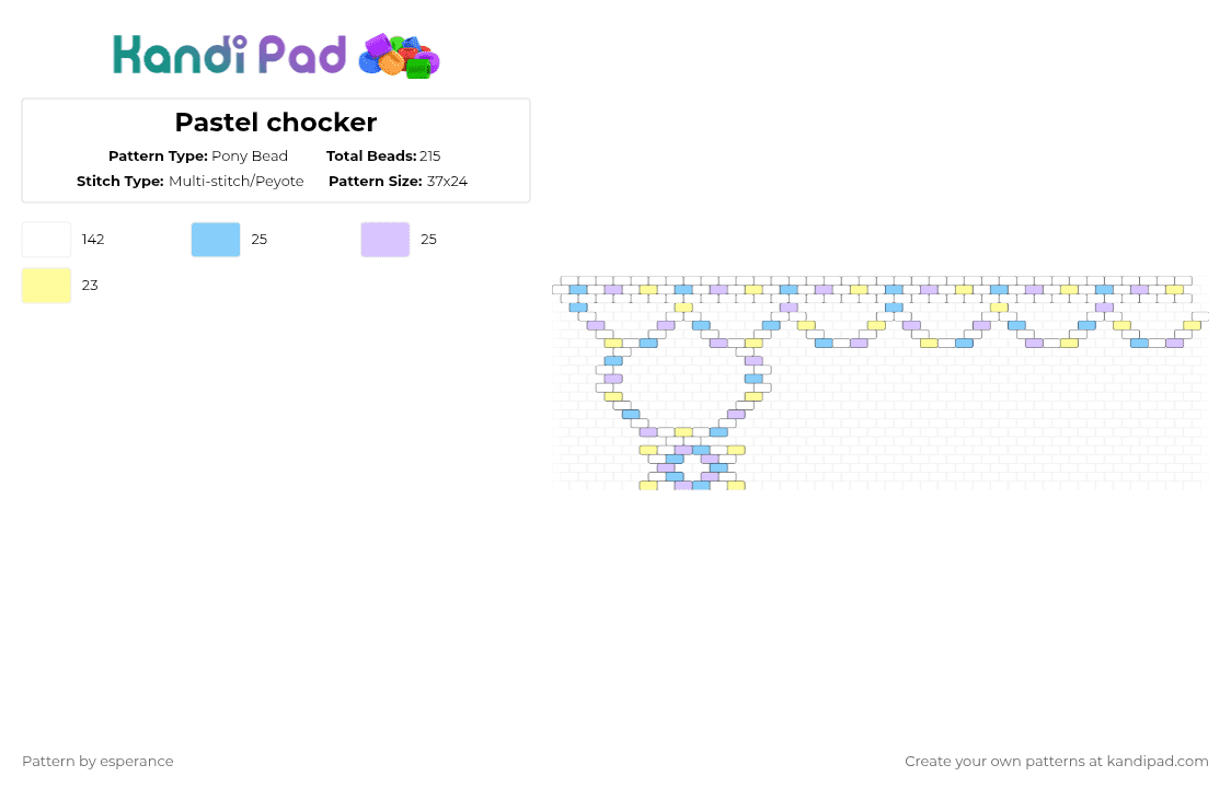 Pastel chocker - Pony Bead Pattern by esperance on Kandi Pad - white,light blue,pink