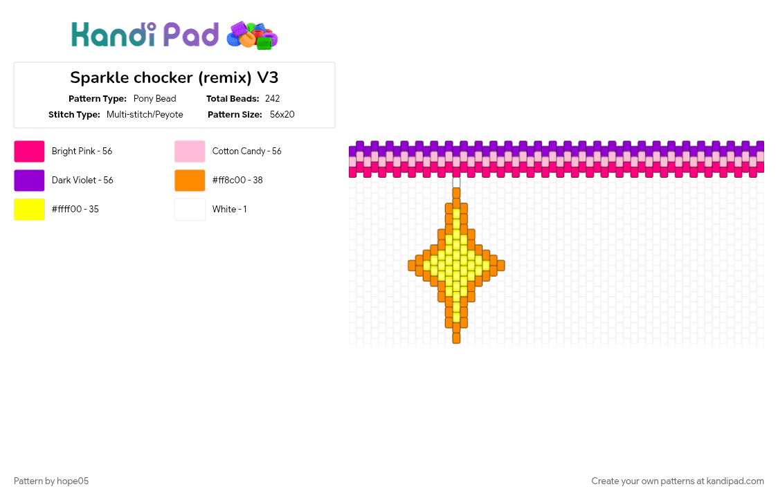Sparkle chocker (remix) V3 - Pony Bead Pattern by hope05 on Kandi Pad - pink