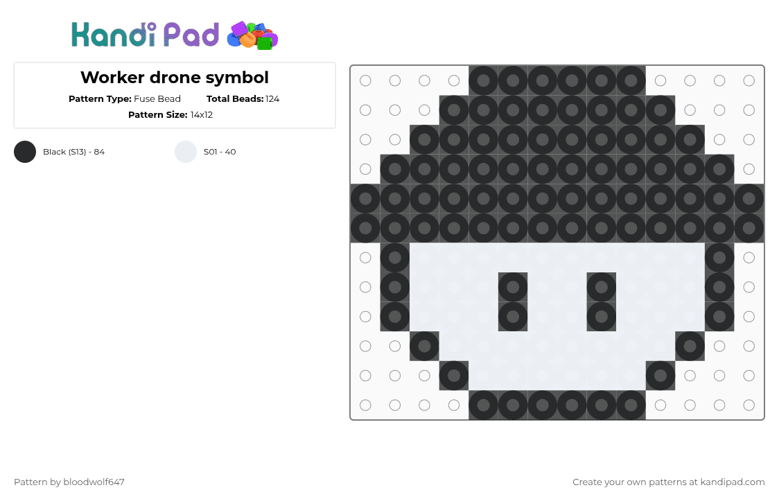 Worker drone symbol - Fuse Bead Pattern by bloodwolf647 on Kandi Pad - black,white,murder drones,worker drone