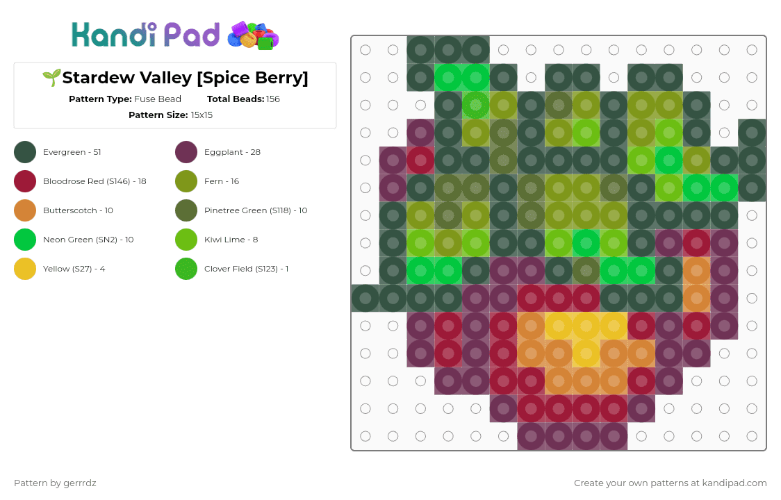 🌱Stardew Valley [Spice Berry] - Fuse Bead Pattern by gerrrdz on Kandi Pad - pink,gray,gold,stardew valley,games