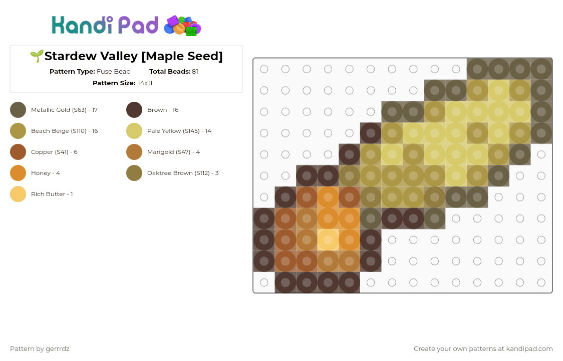 🌱Stardew Valley [Maple Seed] Fuse Bead Pattern - Kandi Pad | Kandi ...