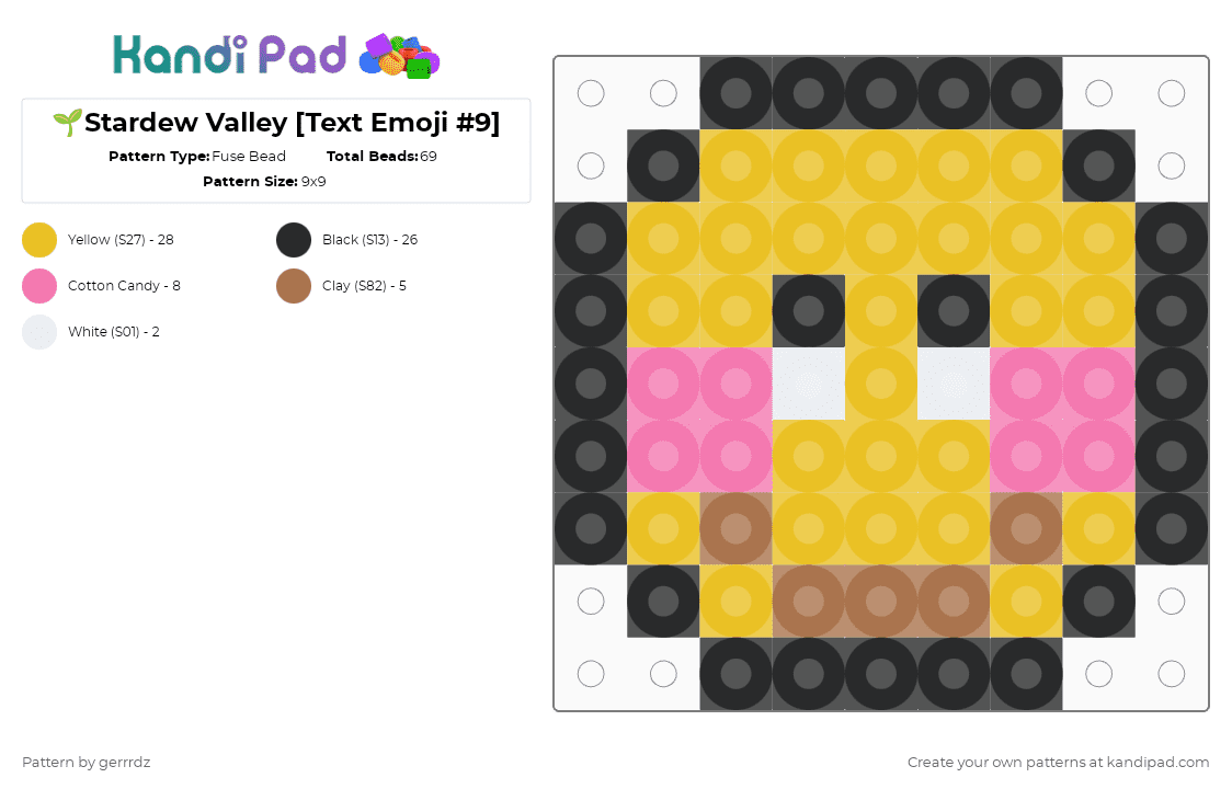 🌱Stardew Valley [Text Emoji #9] - Fuse Bead Pattern by gerrrdz on Kandi Pad - yellow,stardew valley,emoji