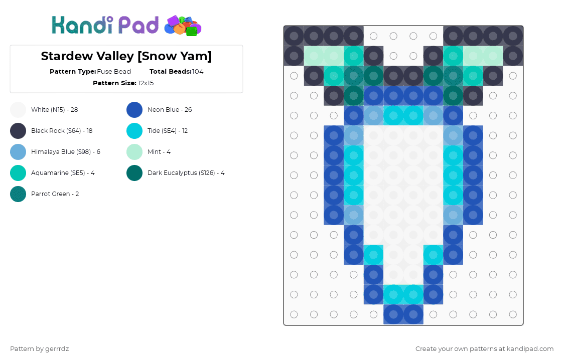 🌱Stardew Valley [Snow Yam] - Fuse Bead Pattern by gerrrdz on Kandi Pad - blue,light blue,purple