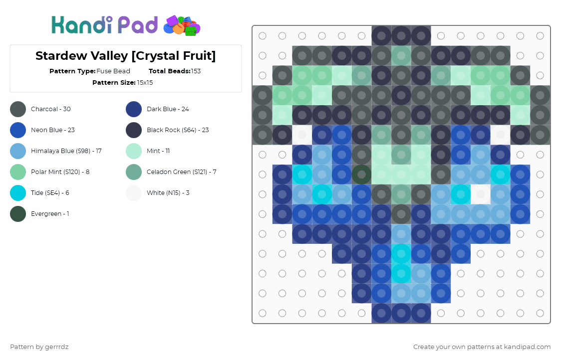🌱Stardew Valley [Crystal Fruit] - Fuse Bead Pattern by gerrrdz on Kandi Pad - blue,light blue,purple,pink,stardew valley,games