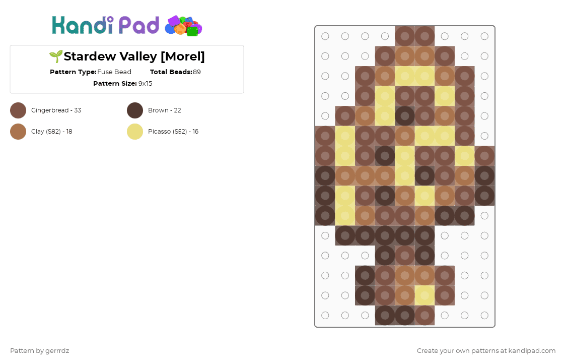 🌱Stardew Valley [Morel] - Fuse Bead Pattern by gerrrdz on Kandi Pad - tan,stardew valley,games,mushroom