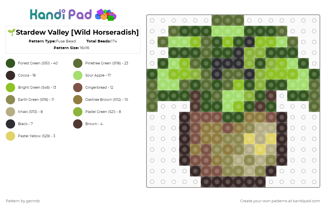 🌱Stardew Valley [Wild Horseradish] - Fuse Bead Pattern by gerrrdz on Kandi Pad - games, gold, green, stardew valley