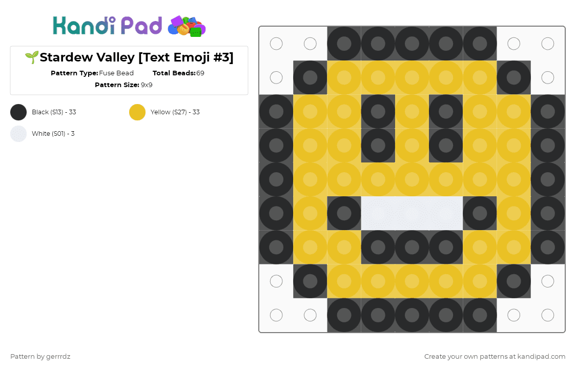 🌱Stardew Valley [Text Emoji #3] - Fuse Bead Pattern by gerrrdz on Kandi Pad - yellow,stardew valley,emoji